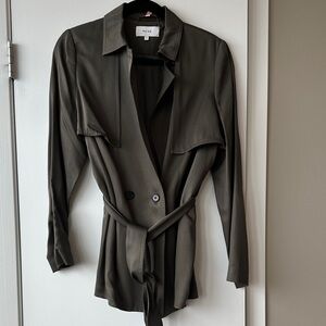 Reiss short olive green trench jacket